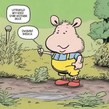 In the comic strip, the main character had a hilarious encounter with a sow bug while gardening.