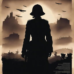 A high-quality, live-action film poster featuring a silhouetted figure of Dorothy Lawrence, a woman disguised as a World War I soldier