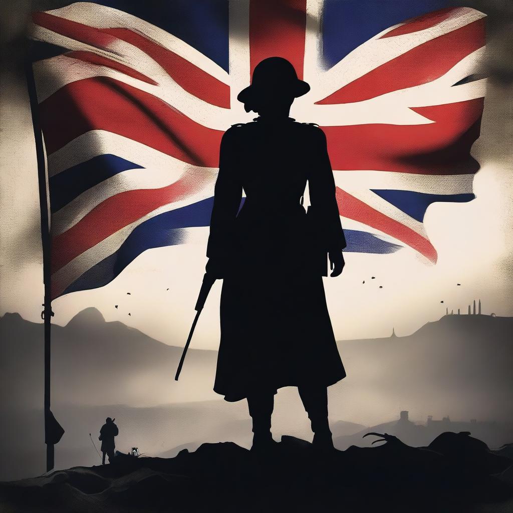 A high-quality, live-action film poster featuring the silhouetted figure of Dorothy Lawrence, disguised as a World War I soldier