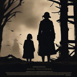 A high-quality, live-action photograph film poster featuring the silhouetted figure of Dorothy Lawrence, disguised as a World War I soldier