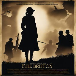 A high-quality, live-action photograph film poster featuring the silhouetted figure of Dorothy Lawrence, disguised as a World War I soldier