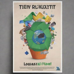 An eye-catching poster encouraging people to make use of trash, with creative visuals representing recycling, sustainability, and environmental preservation.