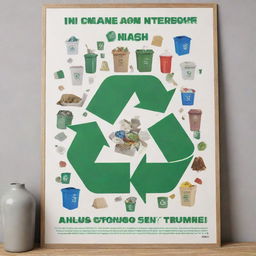 An eye-catching poster encouraging people to make use of trash, with creative visuals representing recycling, sustainability, and environmental preservation.