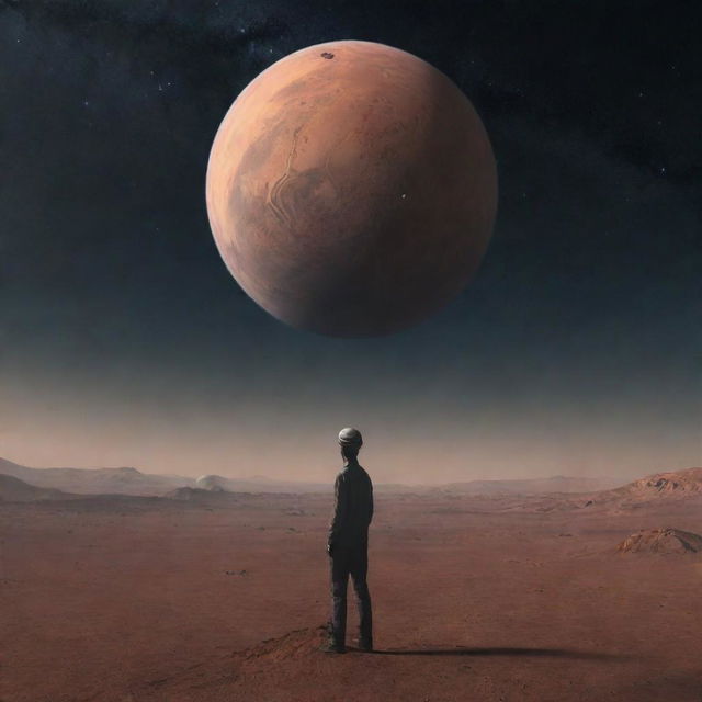 A person standing on a planet, with a tiny alien planet resting on their head.