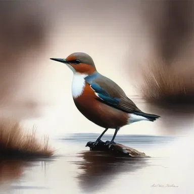 The artist captured the elegance of the dipper through brushstrokes, creating a stunning painting.