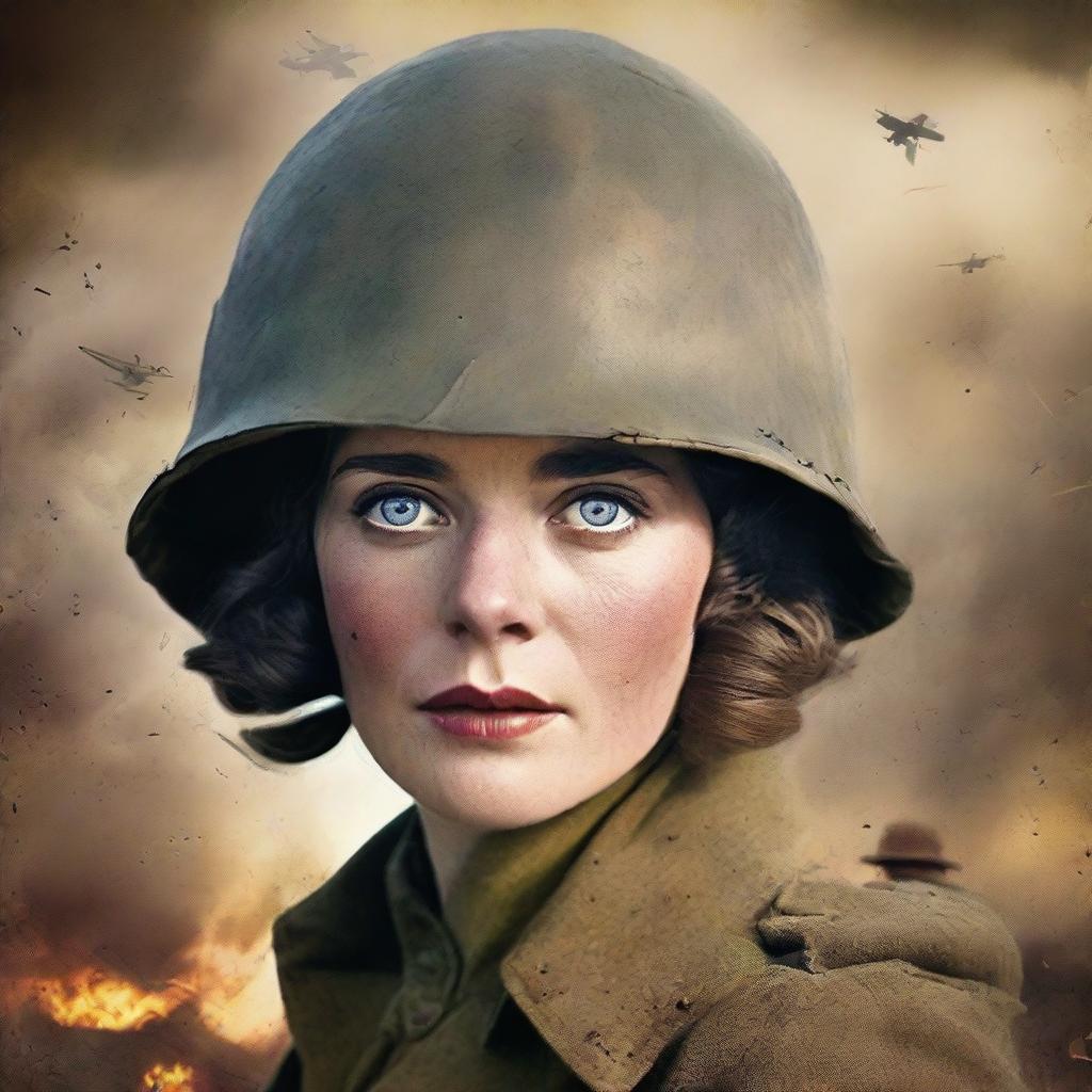 A high-quality, live-action film poster featuring Dorothy Lawrence, the fearless female journalist, disguised as a male British soldier during World War I