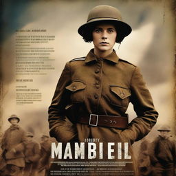 A high-quality, live-action film poster featuring Dorothy Lawrence, disguised as a male soldier in World War I