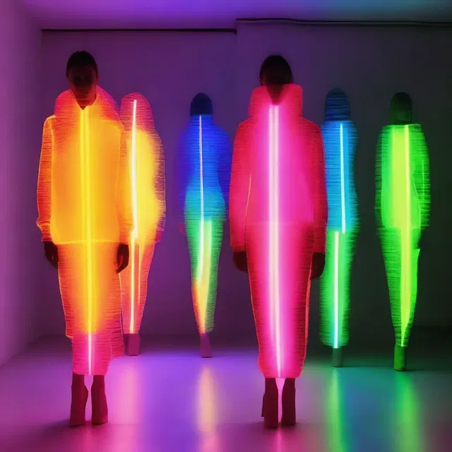 The fashion designer used a spectrogram of a neon light spectrum as inspiration for their latest collection.