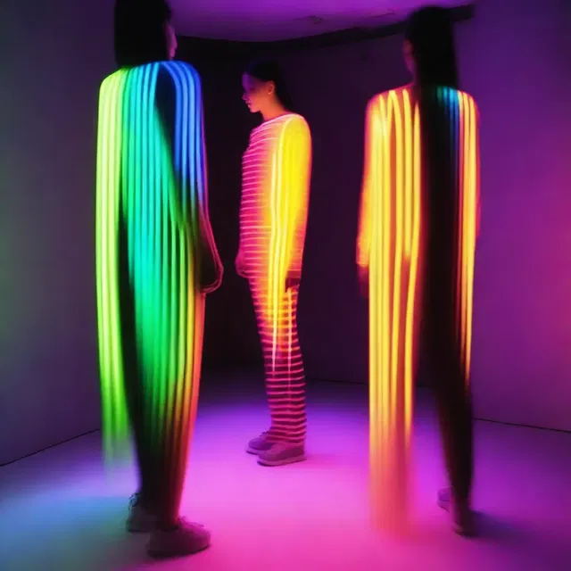 The fashion designer used a spectrogram of a neon light spectrum as inspiration for their latest collection.