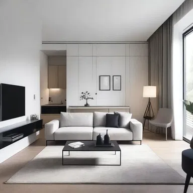 The minimalist design of the apartment was beautifully furnished with sleek and modern furniture, creating a clean and elegant aesthetic.