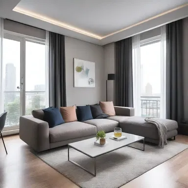 The minimalist design of the apartment was beautifully furnished with sleek and modern furniture, creating a clean and elegant aesthetic.