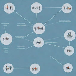 A visual representation of strong social safety nets, including an array of unemployment benefits and job placement services, serving to assist displaced workers in a compassionate and efficient manner.