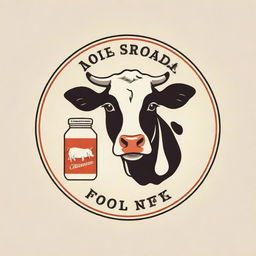 A milk company logo featuring a cow and milk cans. It should be vivid and appealing with a vintage touch.