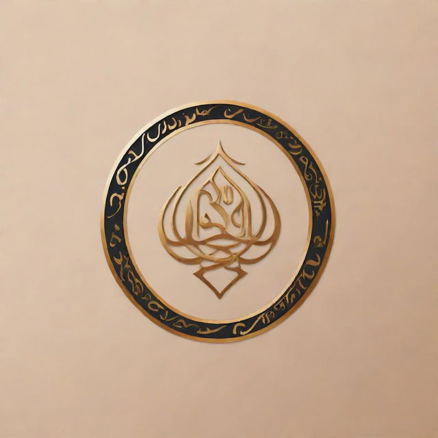 A creative, unique, and inspirational logo with Arabic typography and aesthetic elements.