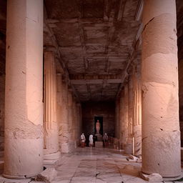 Timeless Greek philosophers engrossed in thought within an ancient temple, surrounded by classical architecture and the glow of wisdom.