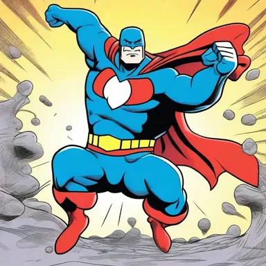 The cartoon showed a superhero with bubaline strength, fighting off villains.