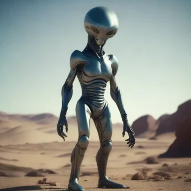 The futuristic costume of the alien character featured peculiar dags that gave it an otherworldly appearance.