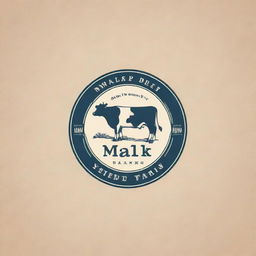 Create a vintage-style logo for a dairy company specializing in milk products. The logo should incorporate imagery of fresh milk in a glass bottle, a dairy cow, and soft, rounded typography.