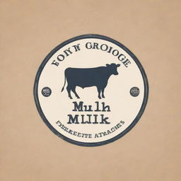 Create a vintage-style logo for a dairy company specializing in milk products. The logo should incorporate imagery of fresh milk in a glass bottle, a dairy cow, and soft, rounded typography.