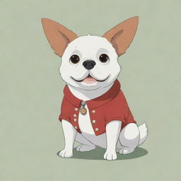 A whimsically styled dog drawn in the iconic aesthetic of Studio Ghibli.