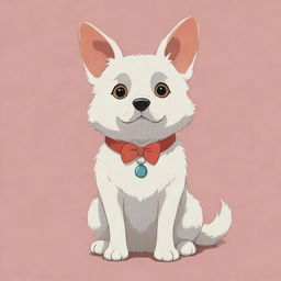 A whimsically styled dog drawn in the iconic aesthetic of Studio Ghibli.