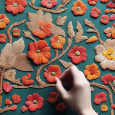 The artist carefully used a needle to unpick the intricate embroidery on the canvas.