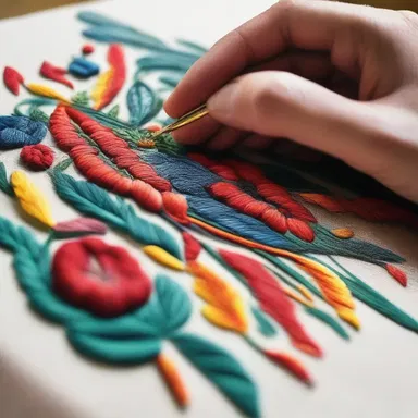 The artist carefully used a needle to unpick the intricate embroidery on the canvas.