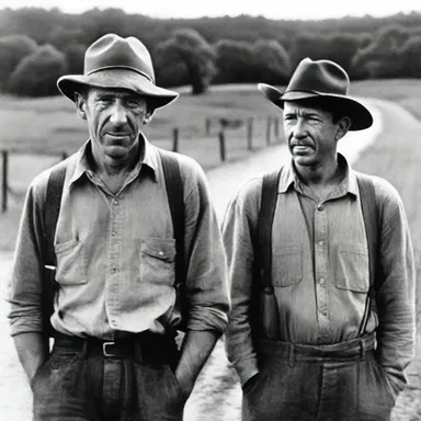 The novel 'Of Mice and Men' by John Steinbeck portrays the friendship between two mentally retarded characters, George and Lennie.