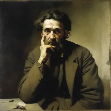 The painting titled 'The Idiot' by Russian artist Ivan Nikolaevich Kramskoy portrays a mentally retarded man in a thought-provoking manner.