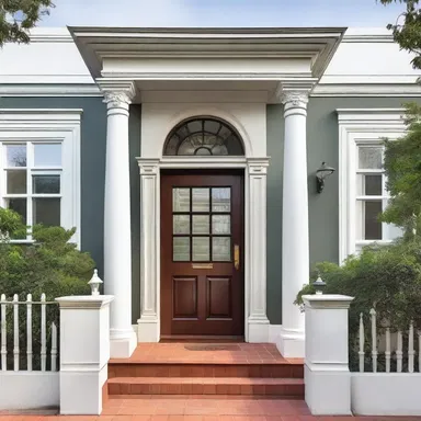 The colonial-style house boasted an exquisite fanlight above the front door, capturing the essence of historical architecture.
