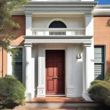 The colonial-style house boasted an exquisite fanlight above the front door, capturing the essence of historical architecture.