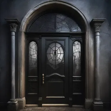 As the protagonist in the gothic novel entered the eerie mansion, his heart pounded, illuminated by the moonlight streaming in through the spiderweb-covered fanlight above the entrance.