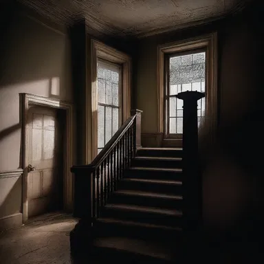 The old mansion had a fanlight in the attic, allowing the moonlight to cast eerie shadows on the creaky stairs.