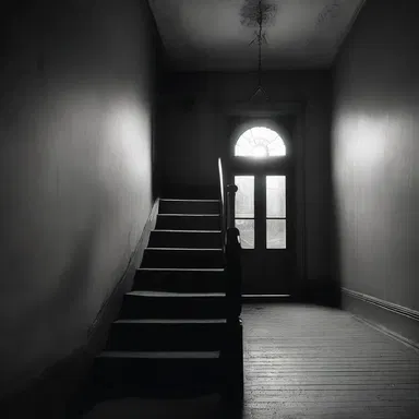 The old mansion had a fanlight in the attic, allowing the moonlight to cast eerie shadows on the creaky stairs.