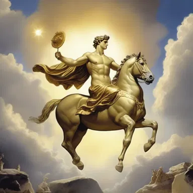 According to Greek mythology, Apollo would ride his golden chariot across the sky, his radiant light shining through the fanlight windows of Mount Olympus.