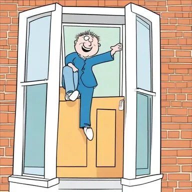 In the cartoon, the mischievous character climbed through the fanlight to sneak into the house.