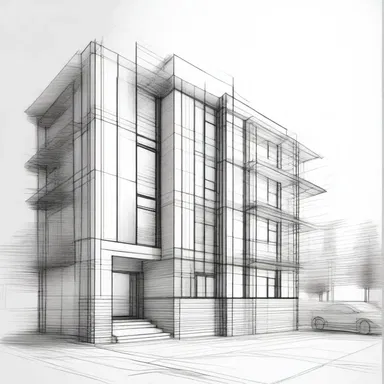 The architect intentionally chose to use unsharpened pencils for the blueprint sketches to give a more artistic and unfinished look to the design proposal.