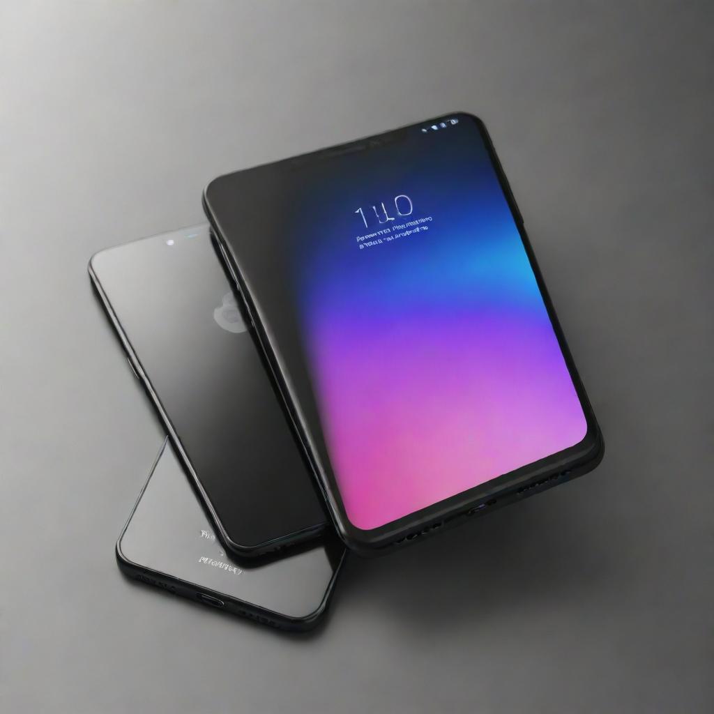 A sleek modern smartphone with advanced security features, such as fingerprint recognition and face ID