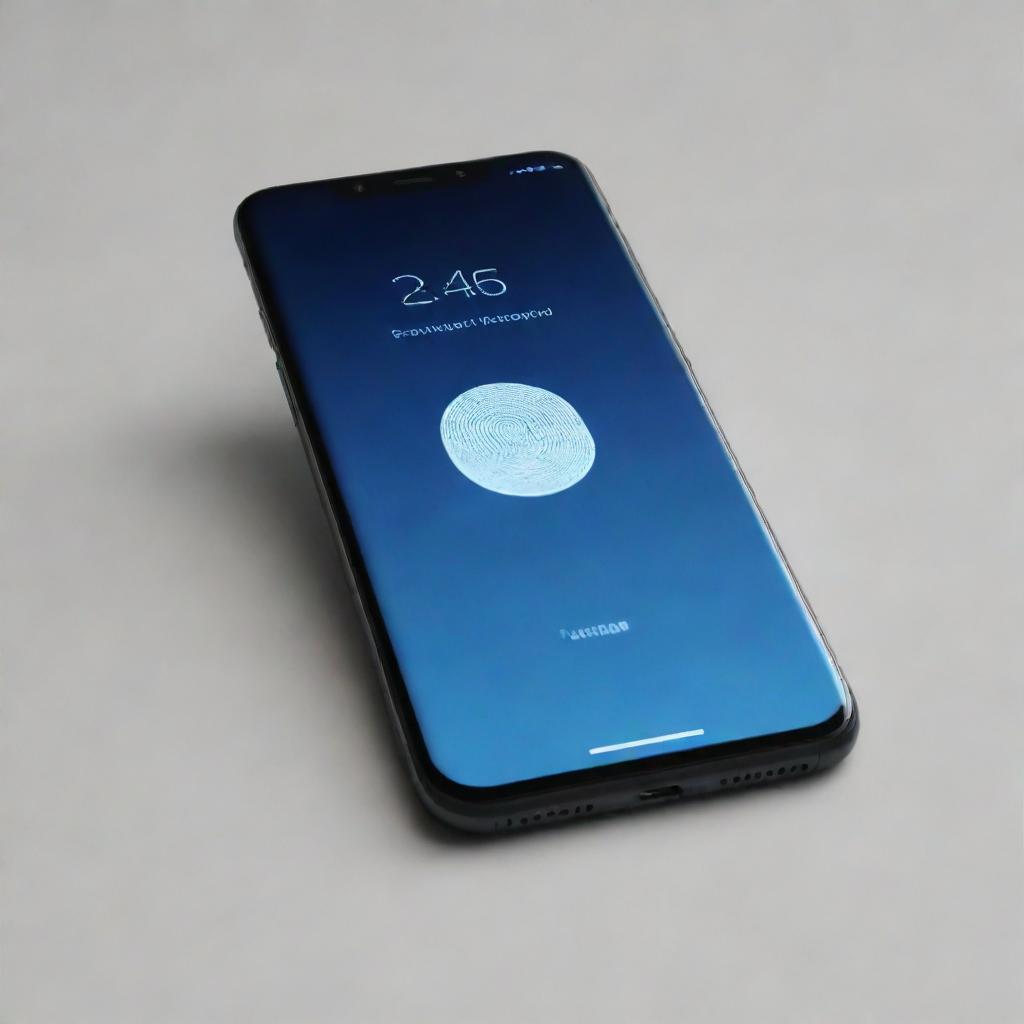 A sleek modern smartphone with advanced security features, such as fingerprint recognition and face ID