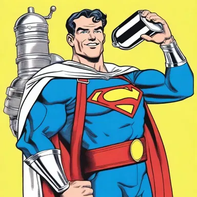 The superhero comic featured a tinsmith who transformed into a powerful character using his tinware creations.