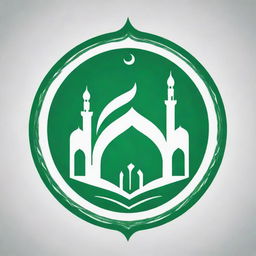 Design a mosque youth logo predominately in green and white colors, implying spirituality and peace.