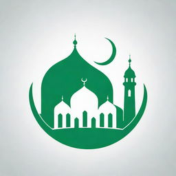 Design a mosque youth logo predominately in green and white colors, implying spirituality and peace.