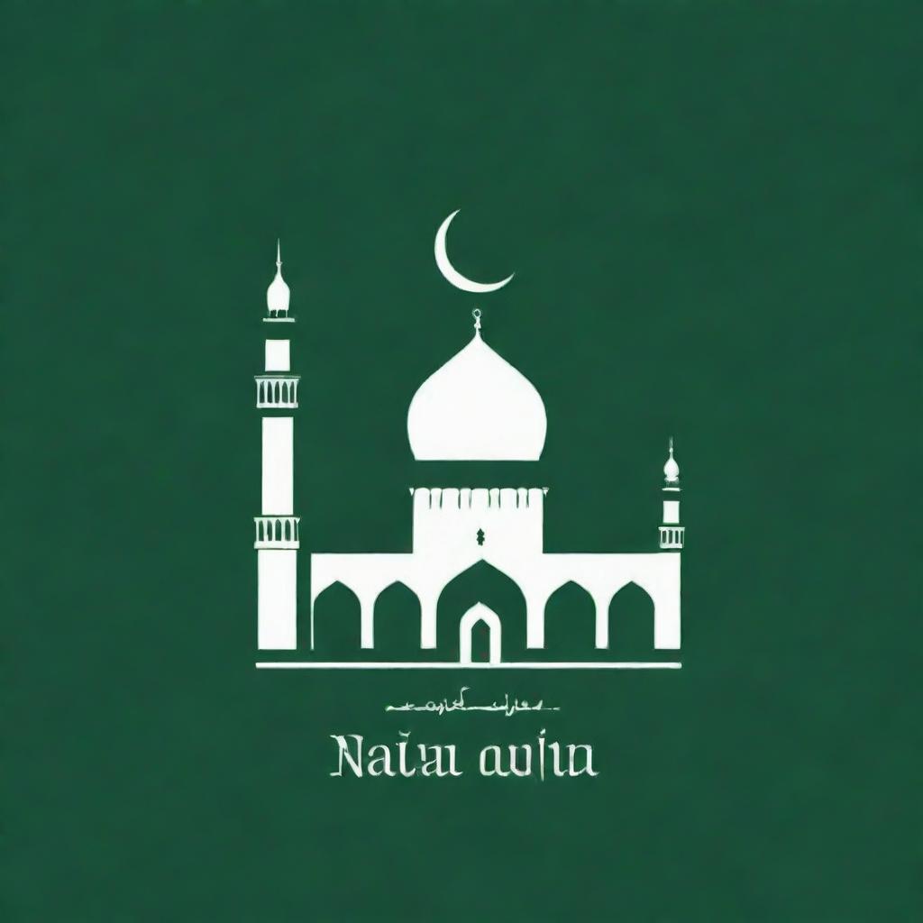 Revise the recent logo design, replacing 'Remaja Masjid' with 'REMAS OF' in an aesthetically pleasing manner using green and white colors and modern Islamic styling.