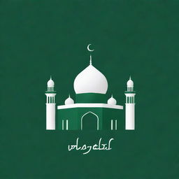 Revise the recent logo design, replacing 'Remaja Masjid' with 'REMAS OF' in an aesthetically pleasing manner using green and white colors and modern Islamic styling.