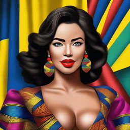 A digital art of a stunning Colombian woman, radiating confidence and allure