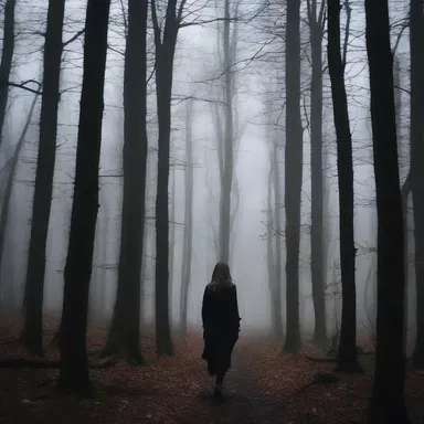 Lost in the dark forest, Sarah's sense of direction vanished, sending chills down her spine.