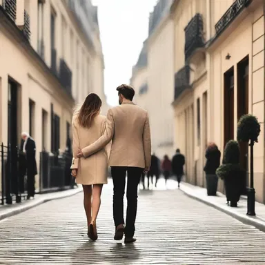 Hand in hand, the couple strolled through the streets of Paris, their sense of direction guided by their love for each other.