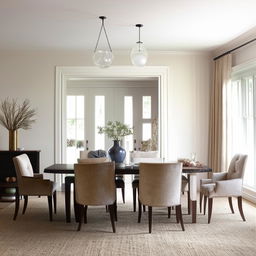 warm neutral color dining room