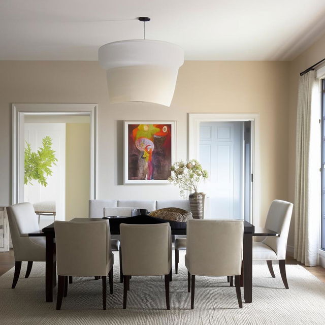 warm neutral color dining room