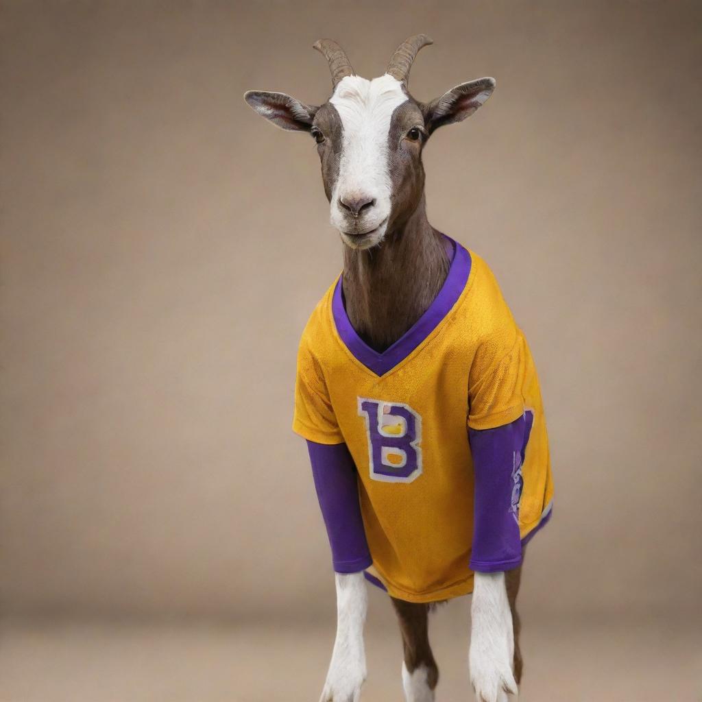 A playful and respected Basketball GOAT wearing a Los Angeles Lakers jersey. It bears Kobe Bryant's nimble posture and competitive facial expression.